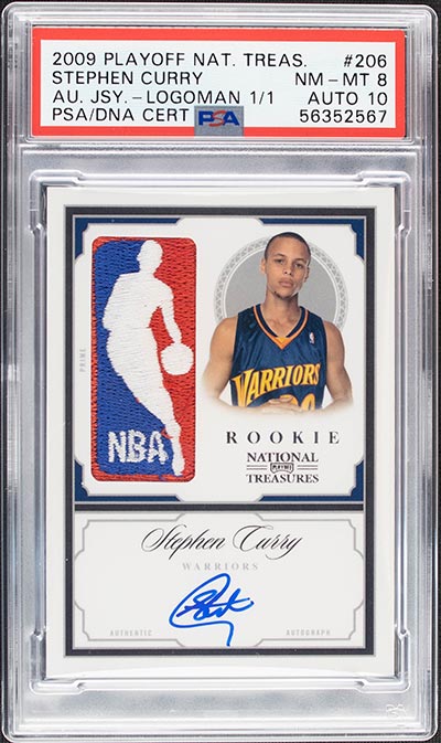 2009-10 panini national treasures stephen curry rookie logoman autograph