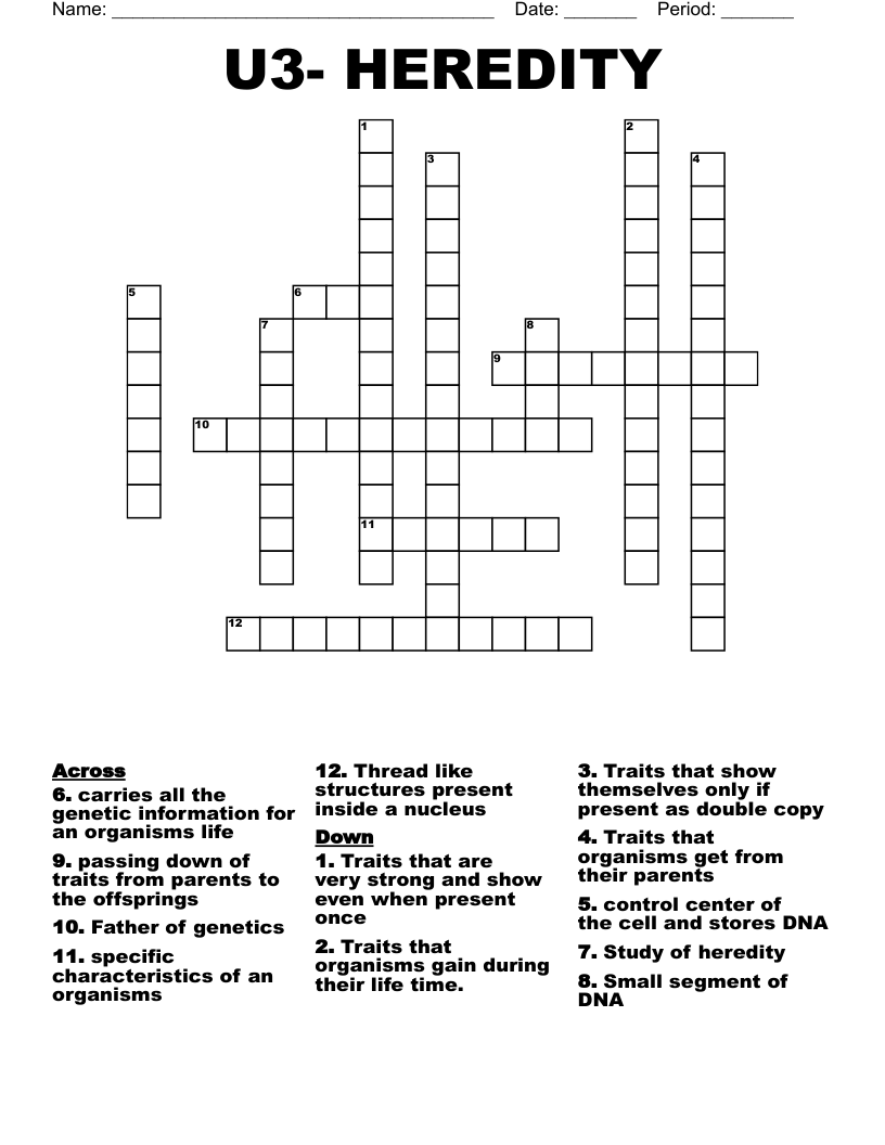 Heredity Crossword Clue Answers: Solve Your Puzzle Easily