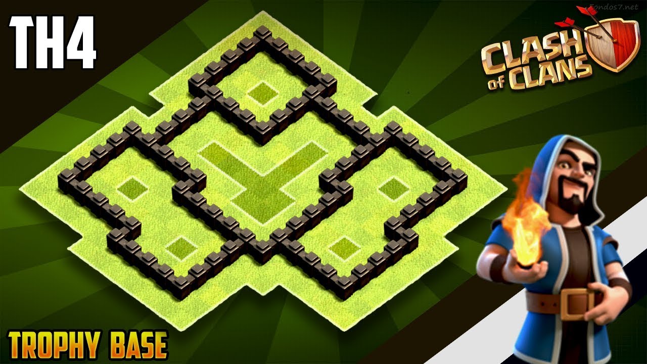 Ultimate Town Hall 4 Base for War and Trophy Pushing in COC