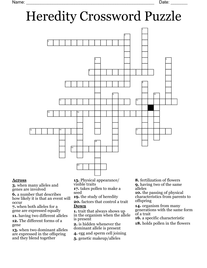 Heredity Crossword Clue Answers: Solve Your Puzzle Easily