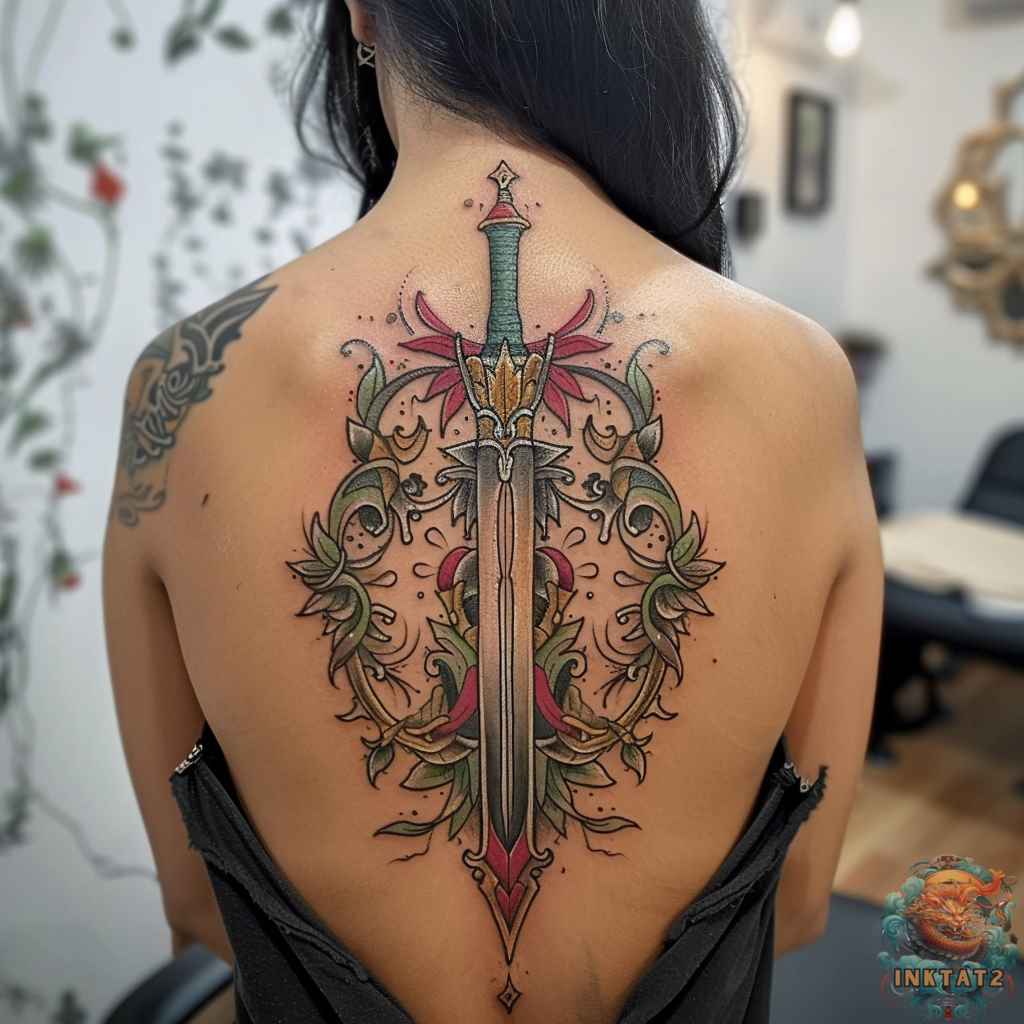 Unveiling the Meaning Behind Sword Back Tattoos: Strength, Bravery, and Protection