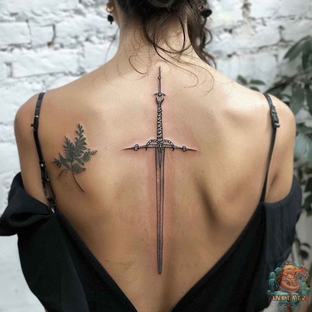 Unveiling the Meaning Behind Sword Back Tattoos: Strength, Bravery, and Protection