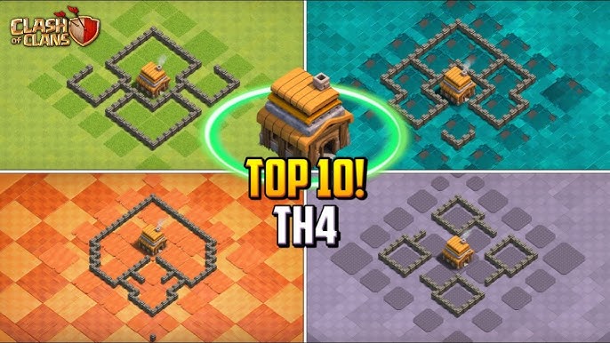 Ultimate Town Hall 4 Base for War and Trophy Pushing in COC