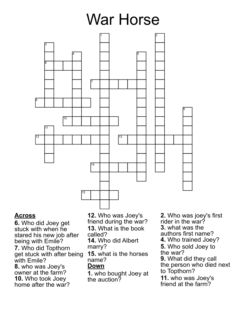 War Horse Crossword Puzzles: Fun Facts and Challenging Clues.