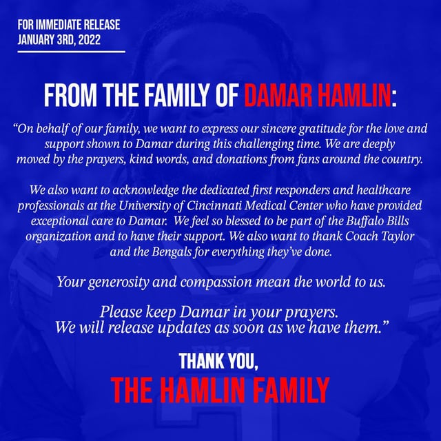 Damar Hamlin Family Statement: What We Know So Far