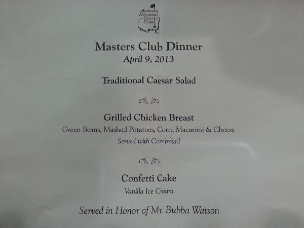 Bubba Watson Masters Dinner: Whats on the Menu This Year?