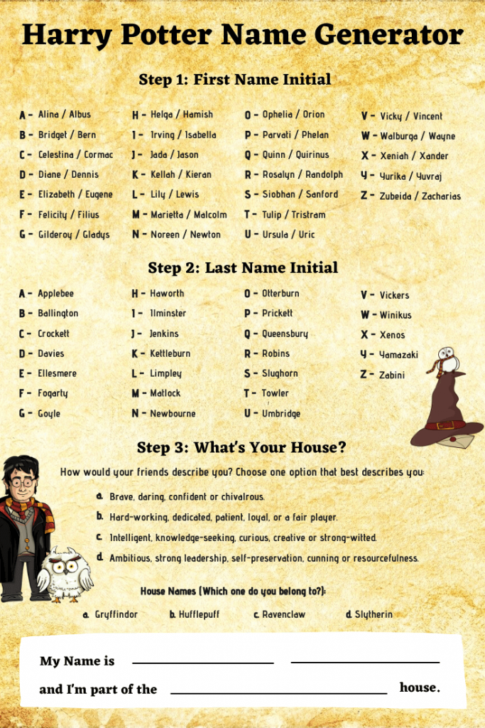 Easy Harry Potter Name Generator: Instant Magical Results!