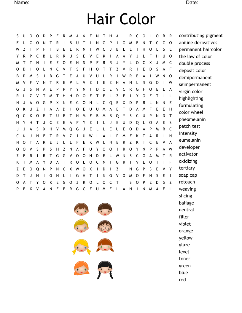 Printable Hair Color Crossword: Free and Fun Word Games!