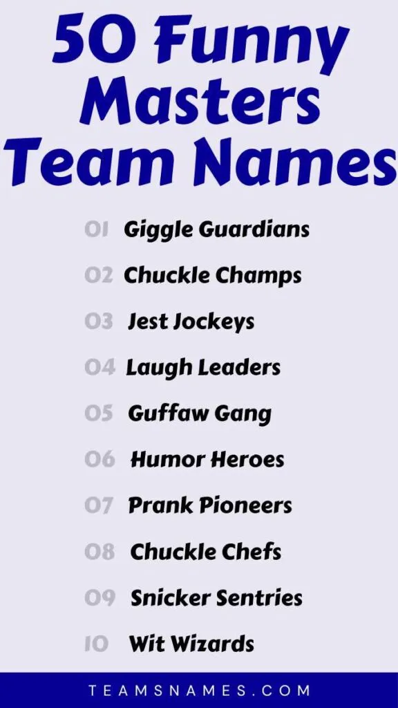 Get Creative: Funny Masters Team Names for Every Group!